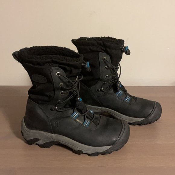 Keen Black Leather and Canvas Winter Hiking Boots - Women’s Size 6 - Picture 4 of 11